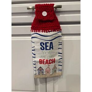 Crochet Top Kitchen Towel- Sea you at the beach